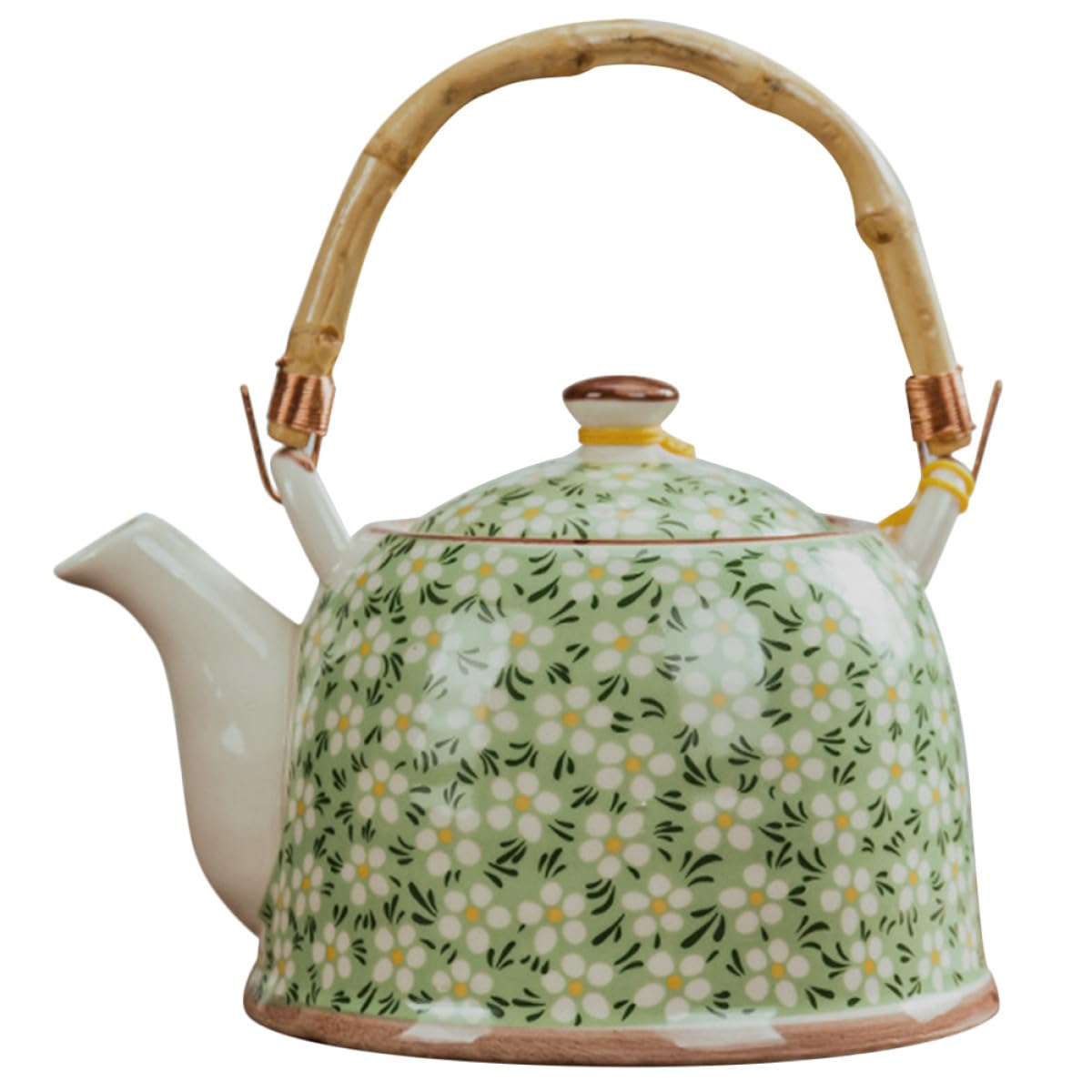 Teiera in Ceramica Verde con Manico, Filtro, Design Giapponese Classico