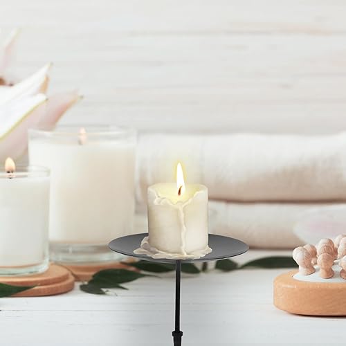 Miniatura 8 de Yardwe 12 portavelas de metal, base de estacas para mesa floral, jardín, boda, fiesta, aniversario, Pascua, 2.75 x 2.55 x 2.55 pulgadas, color negro