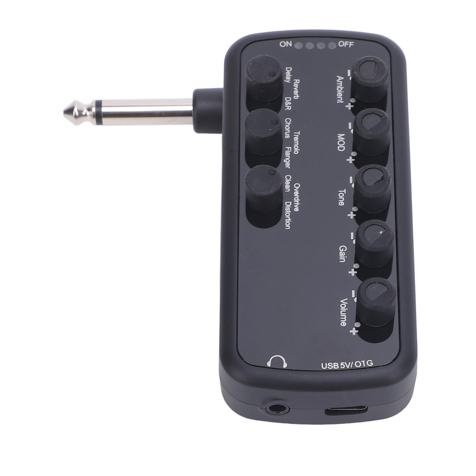 Pocket -Gitarren -Kopfhörerverstärker, E -Gitarren -Kopfhörerverstärker mit Verzerrung Overdrive -Verzögerung, Wiederaufladbarer Mini -Verstärker für Schlafzimmerpraxis, Chorus