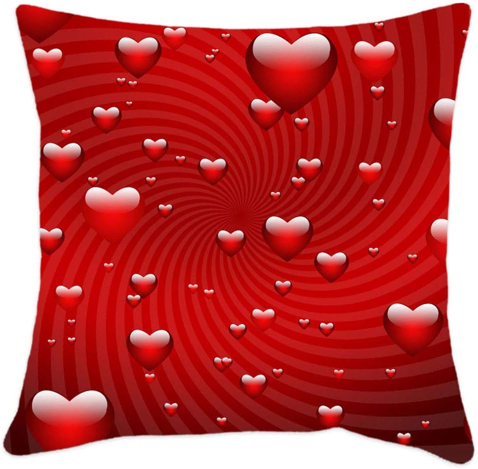 Akshant Gift Wrap Heart Theme Printed Soft Polyester Red Throw Pillow with Filler for Valentine Akshant Gift, Size-12x12 Inches Set of 1 Pcs