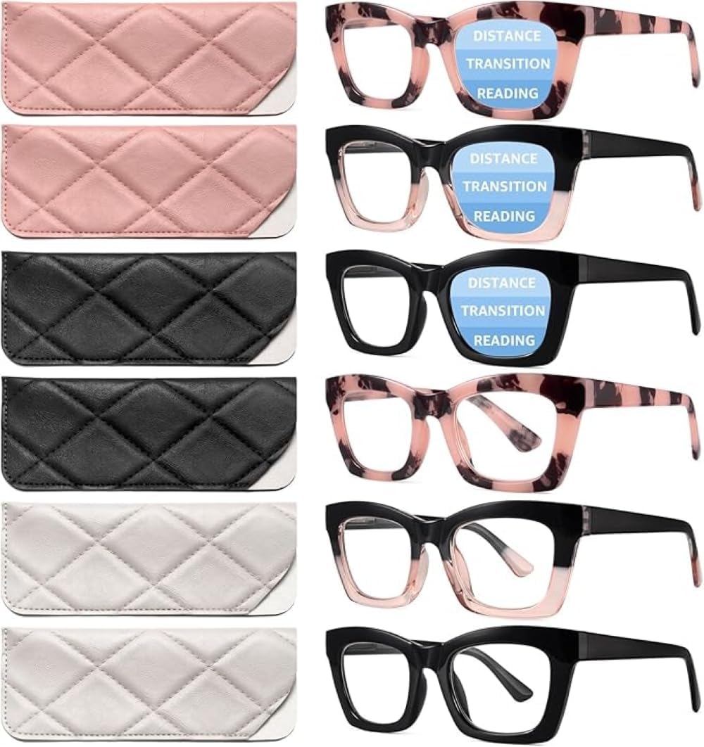 CCVOO Stylish Reading Glasses for Women, Bifocal, Progressive, Readers for Women, Eye glasses, Blue Light Reading Glasses B1 Mix Progressive 2.0 x