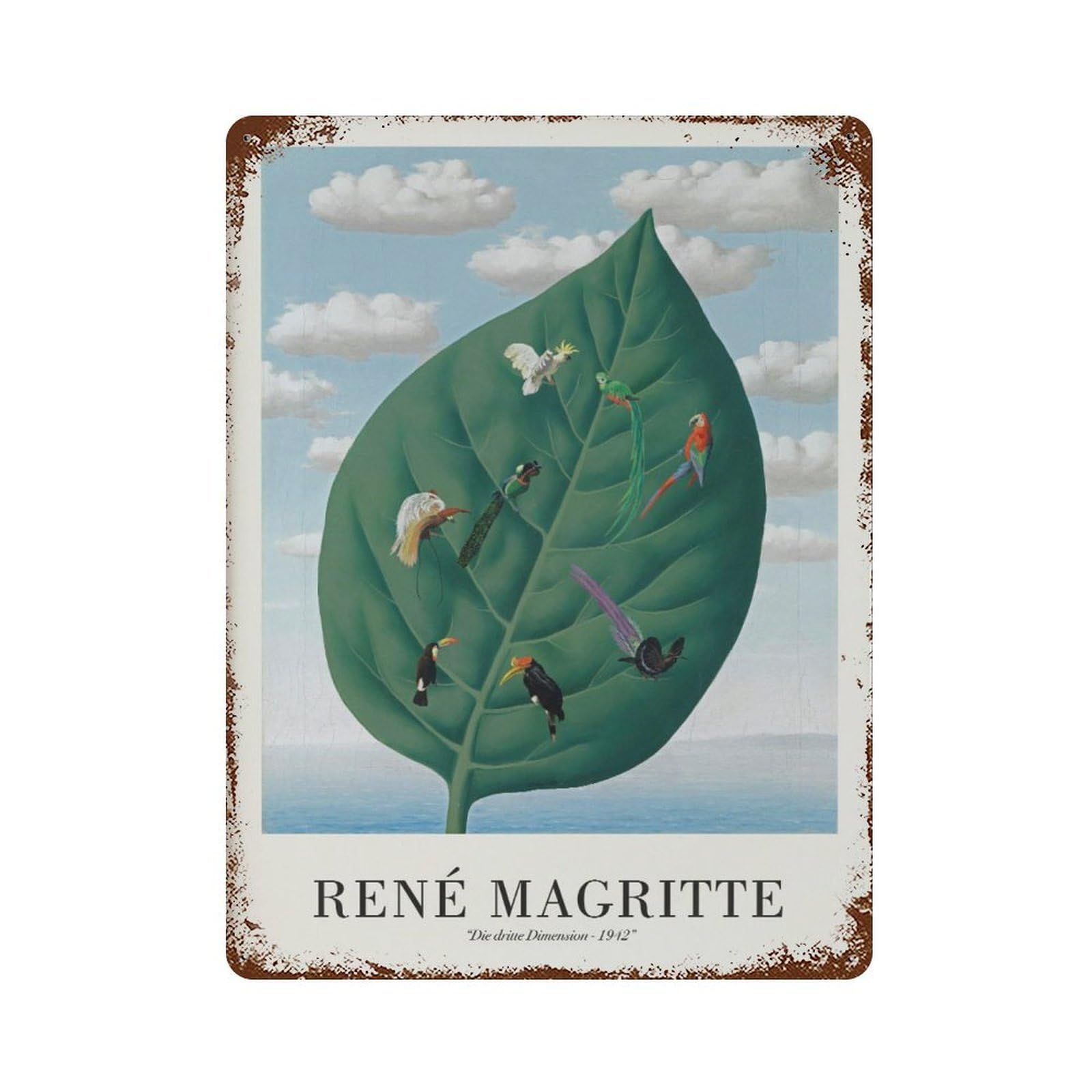 xiaoxiaoshen Rene Magritte Surrealist Mid-century Modern Decor Wall Decor Art Metal Tin Poster Modern Home Decor Art Home Bar Shop Decorations Vintage Sign 40x30cm