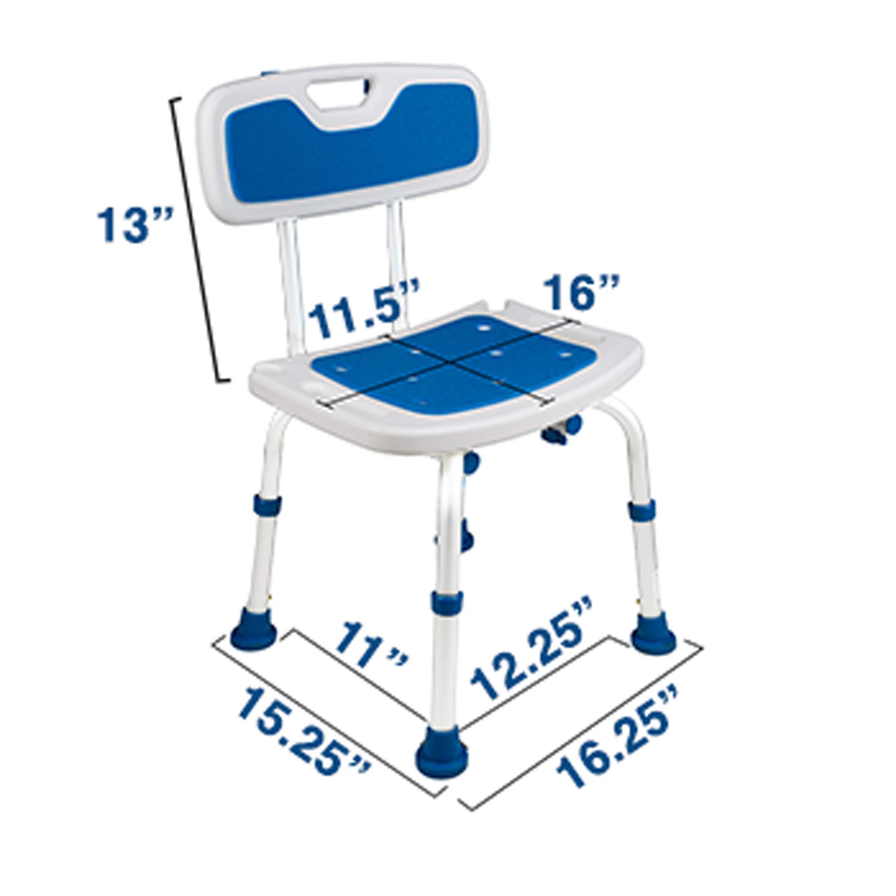 PCP Shower Chair Safety Seat, Stability Grip Traction, Portable Medical Senior Living Spa Recovery Support, Foam Padded