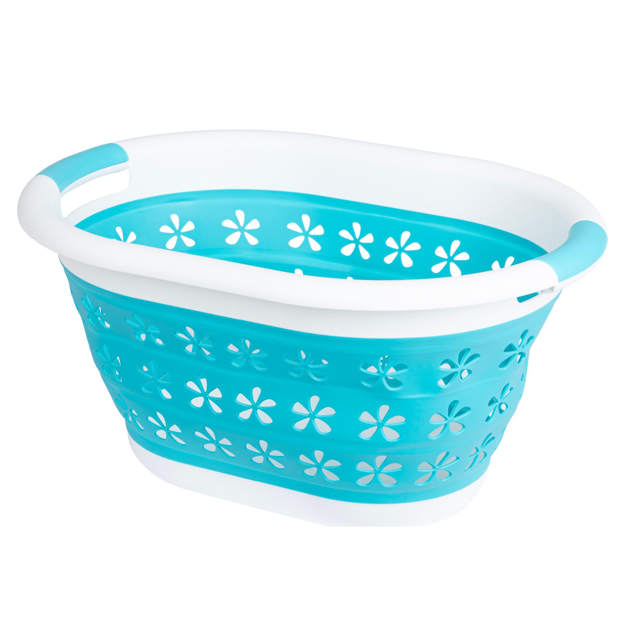 LIVIVO Collapsible Laundry Basket 17L - Foldable Laundry Basket with Handles, Space-Saving Pop Up Washing Basket - Multipurpose Laundry Hamper for Home, Dorms & Utility Rooms (Turquoise)