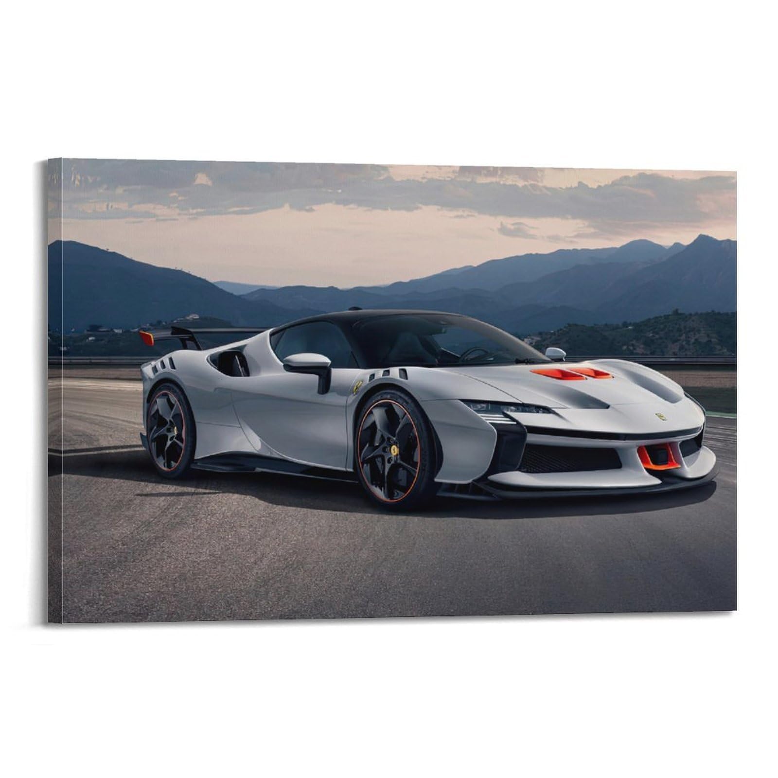 OKAHYS V8 Engine Supercar SF90 XX Stradale Poster Modern Decorative Canvas Prints - Ideal Wall Art for Family, Man Cave, Game Room, Boys & Girls Bedroom 24x36inch(60x90cm)