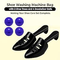 Vista 5 de 2 piezas de bolsa de lavado de zapatos para lavadora con par de Árbol de Zapatos y 4 bolas desodorantes, bolsa de lavado de zapatos reutilizable