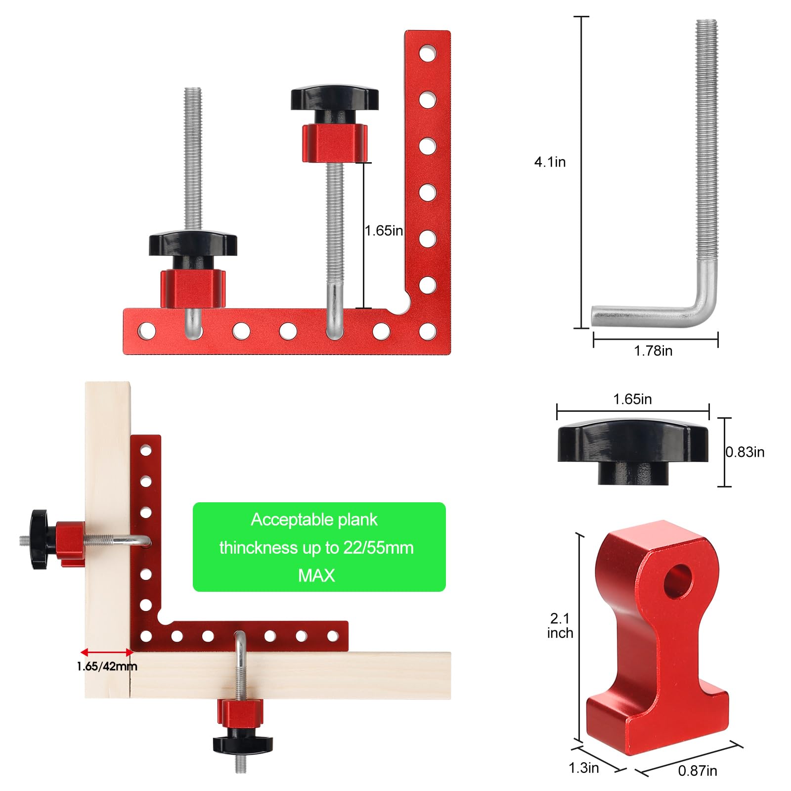 Bloc de Positionnement à 90 Degrés - Serre Joint Angle à 90 Degrés,Pince de Fixation à Angle Droit en Alliage D'aluminium,Equerre de Positionnemen Pour Armoires,Cadre Photo,Tiroirs(14 CM/5,5")