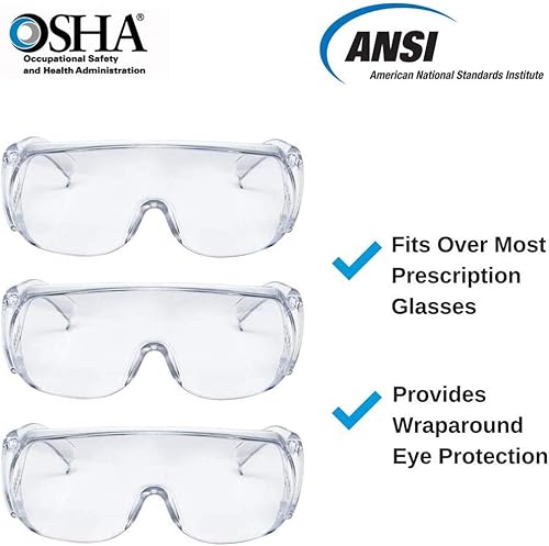 Miniatura 9 de Un par de lentes de seguridad de alto impacto, gafas que se adaptan sobre los lentes de marco transparente, lente, protección lateral máxima contra