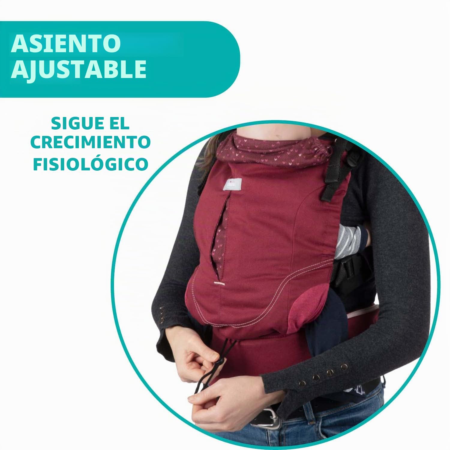 Chicco Myamaki Fit Portabebés Ergonómico de 0 Meses a 15 kg, Mochila Bebé Evolutiva Multifunción y Ajustables, Mochila Portabebés con Sujeción para Cabeza y Cuello, Granate (Burgundy Powder)