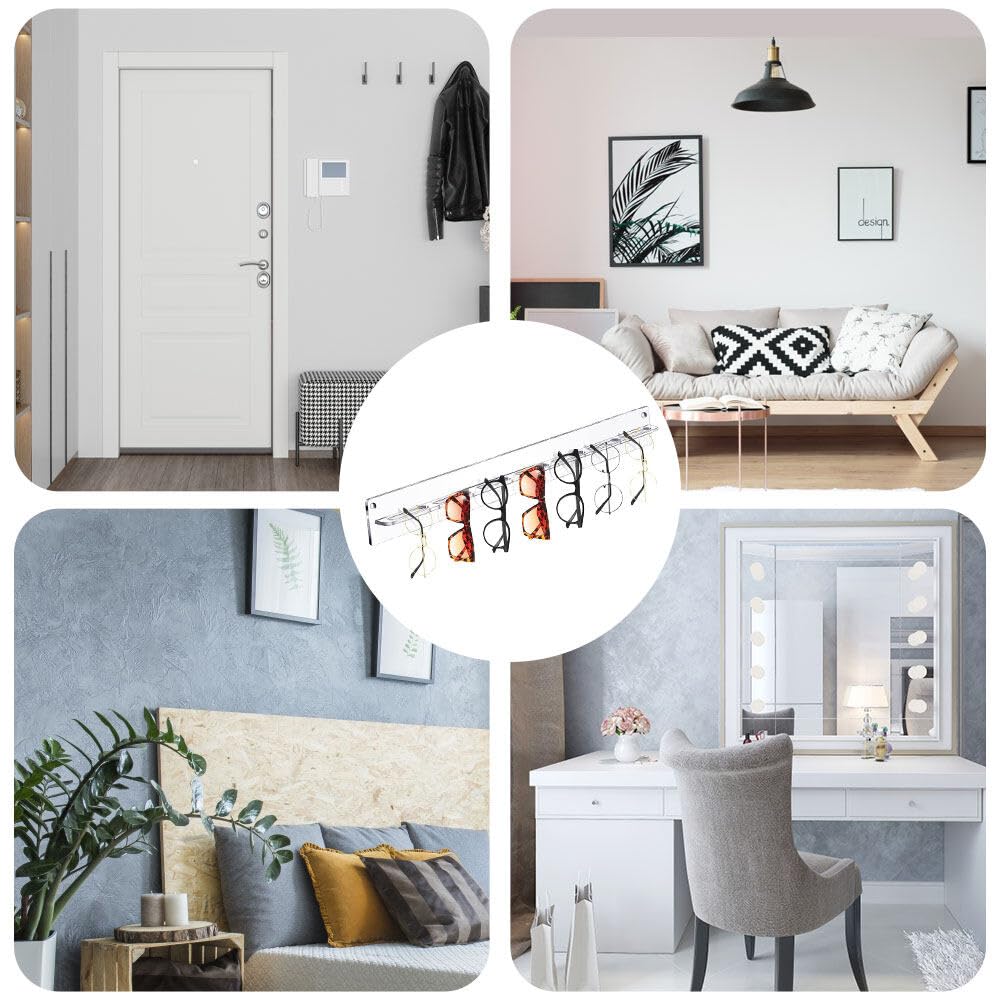 2 Pezzi Porta Occhiali da Parete, Porta Occhiali da Sole in Acrilico, Organizer Occhiali, Espositore Occhiali, Contiene 7 paia di occhiali, Decorazione per La Casa