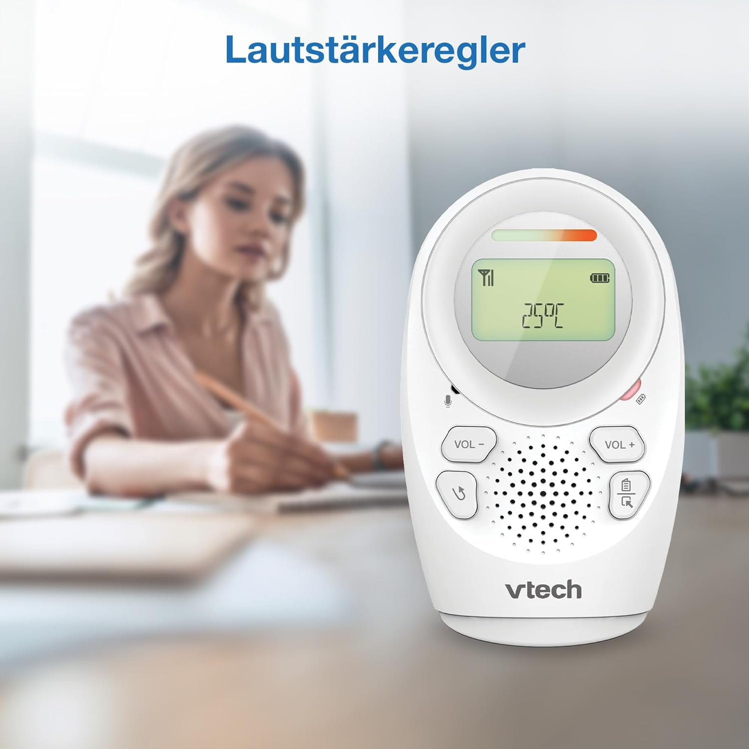 VTech DM121-IT Baby-Audiobabyphone, Reichweite bis 460 m, Akku-Laufzeit bis 8 Stunden, Projektions-Nachtlicht, Schlaflieder, Gegensprechfunktion, Geräuschwarnungen, sichere Datenübertragung, Weiß