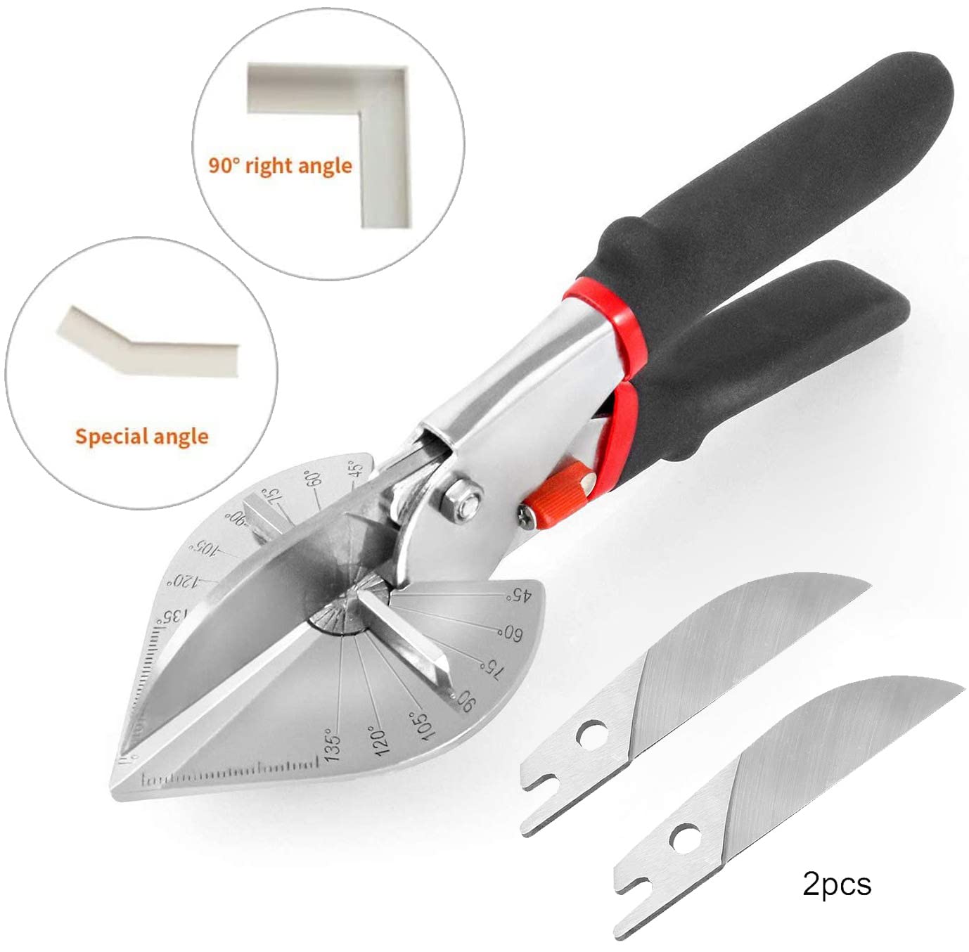 Multi Angle Miter Shear Cutter Replacement Blades - 2PCs Alloy Steel Blades For PVC, Piping, Trim