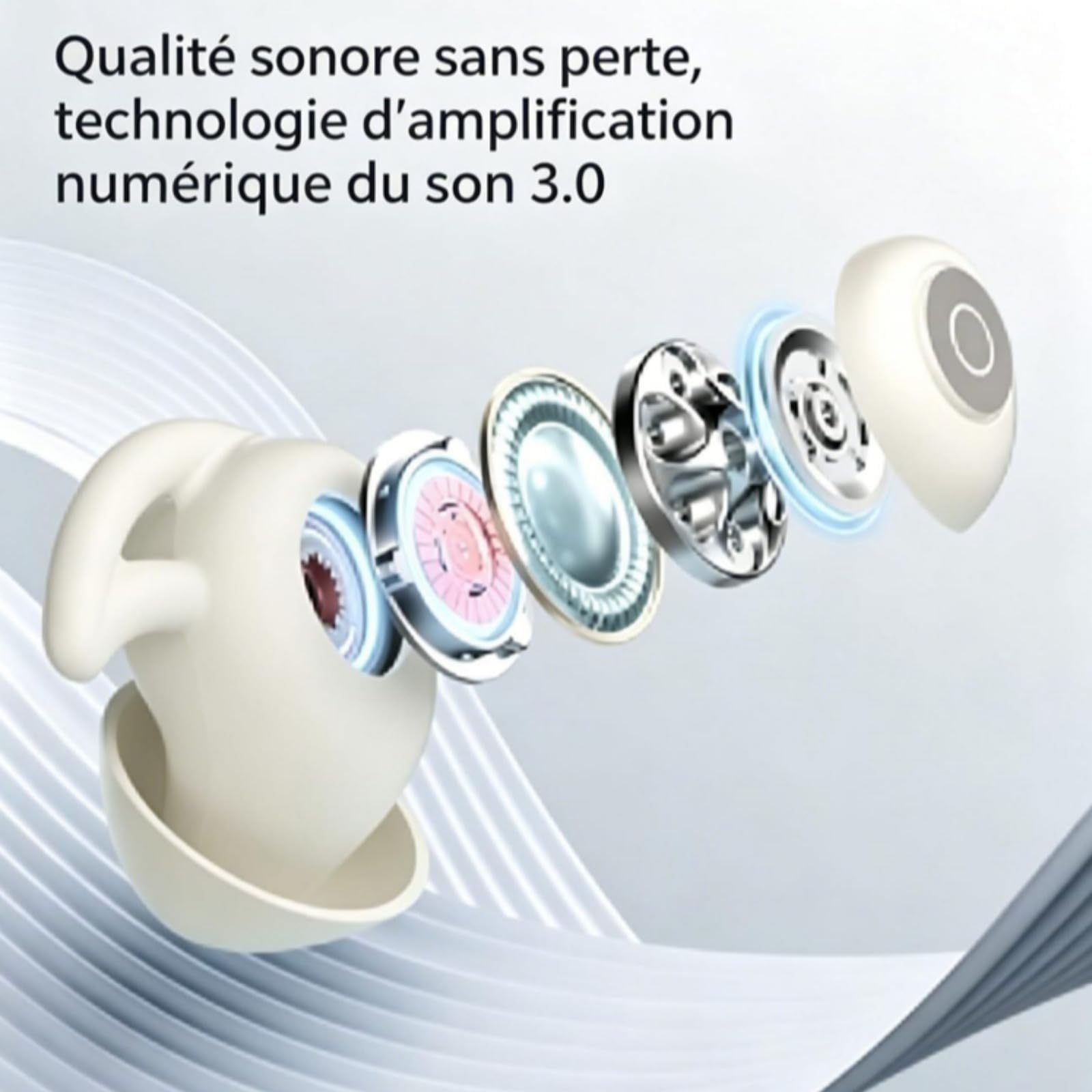 Artevive Bluetooth Moto Earbuds – Cómodos para Dormir, reducción de Ruido, batería Duradera (Blanco)