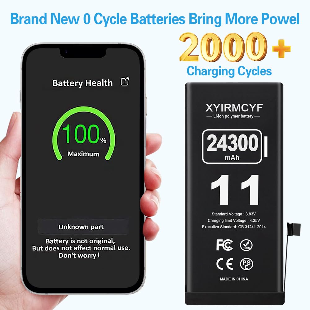 【即日発送！】【バッテリー100%】iPhone11 [MWHY2LL/A] Amazon.com: XYIRMCYF 24300mAh Super Capacity Battery Compatible