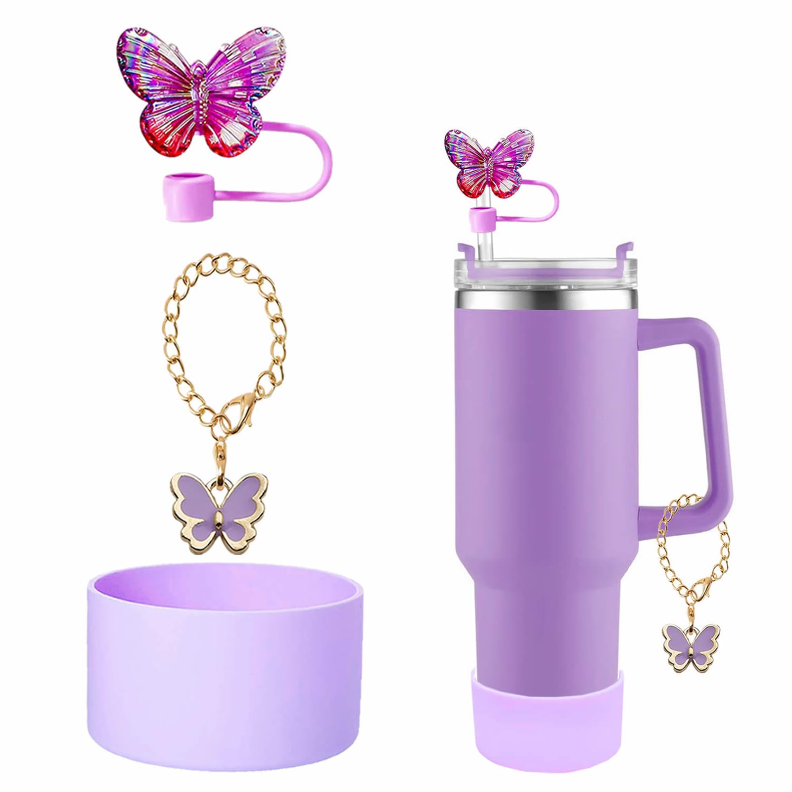 AiScrofa Stanley Cup Accessories Set - 8-Piece Set for 30 oz 40 oz Glass Accessories, Silicone Stanley Cup Protective Cover, Water Bottle Handle Strap