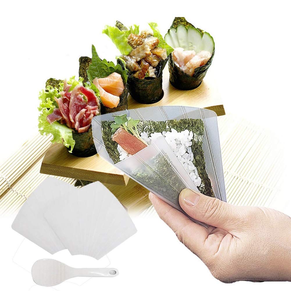 Cake Molds Maserfaliw DIY Hand-rolled Sushi Nori Rice Ball Mold 2 Rolling Mats + 1 Scoop Cooking Tool