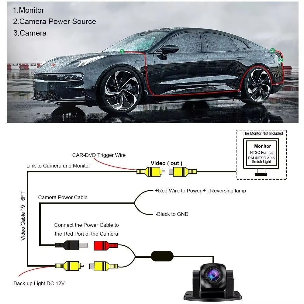 Cámara Trasera Camara Cámara De Marcha Atrás HD Impermeable para Coche Visión Delantera Y Trasera Cámara De Respaldo para Estacionamiento Visión Nocturna
