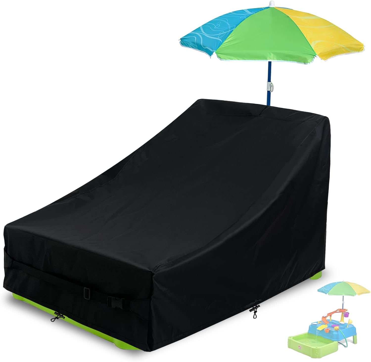 Kids Water Table Cover for Step2 Waterpark Wonders Two-Tier Water Table, Waterproof Dustproof Toddler Water Play Table Cover UV resistant Outdoor Toddlers Water Activity Sensory Playset Covers (Black)