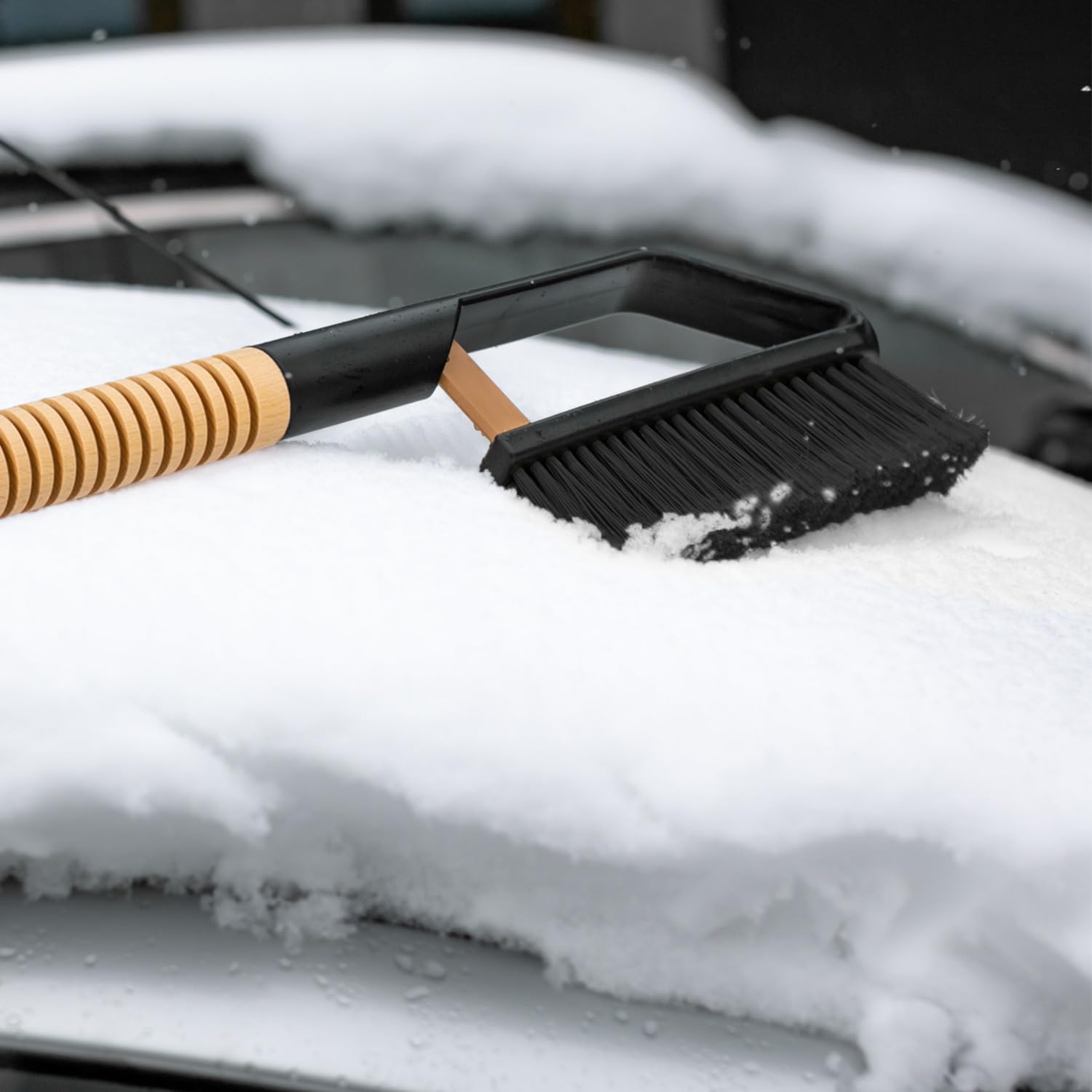 Spazzola E Raschietto 2 In 1 Per Neve E Ghiaccio - Maniglia In Legno Ergonomica - Foto 3