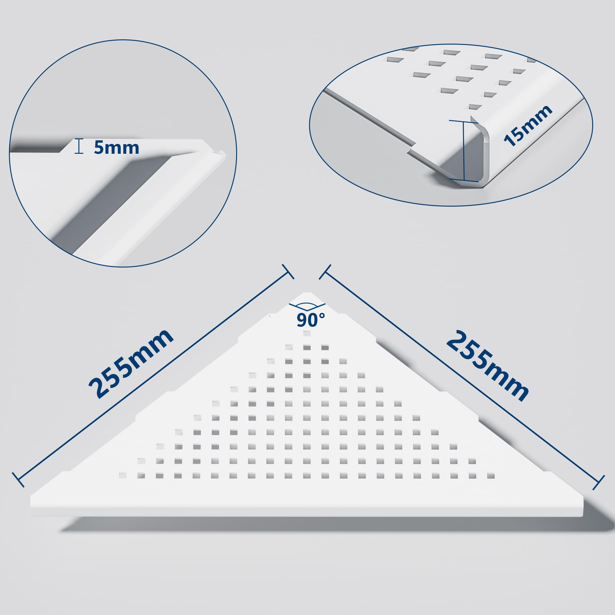 Neodrain Estantería esquinera de acero inoxidable 304, cesta de ducha blanca para baño, cocina, 2 unidades