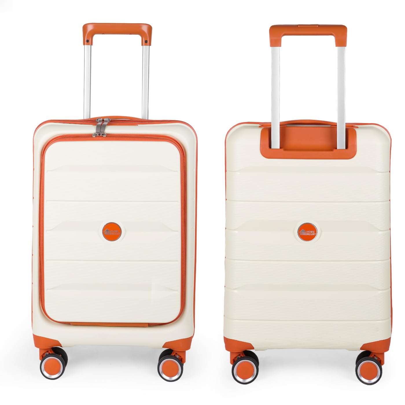 MERCURY TEXTIL- Maleta de Cabina 55x22x36cm de Polipropileno (PP), Equipaje de Mano Rígido con Cerradura TSA y Bolsillo Frontal, Maleta Funcional con 4 Ruedas Dobles 360º y Resistente. (Hueso)