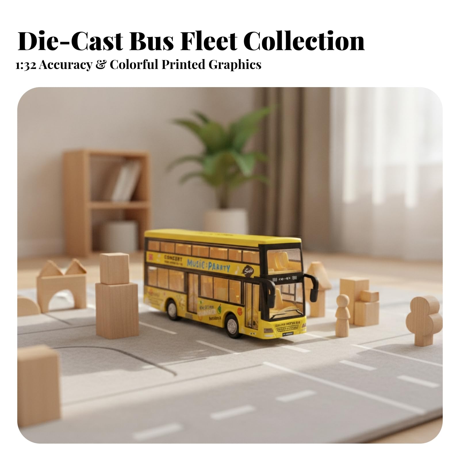 Modellino di Veicolo da Collezione | immediato all'Uso, Autobus a Due Piani con in Metallo, Leggero, per Esposizione, Collezionisti, Giallo