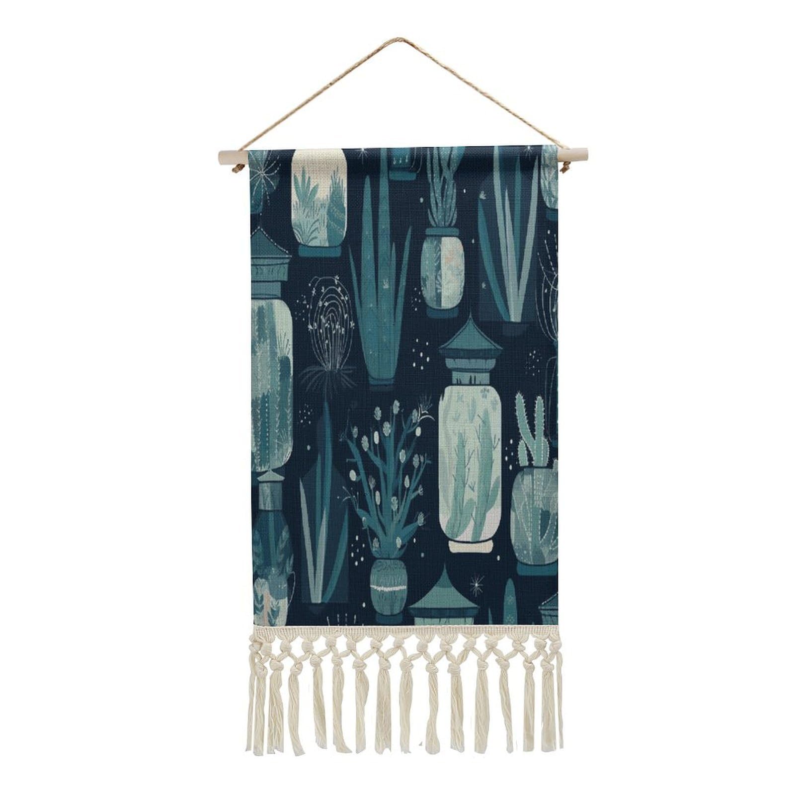 Adfgyerh Style Succulent Plants And Cactus Tapestry With Tassels Cotton And Linen Hanging Posters, Wall Art For Travel Gift, Wall Tapestry For Office Home Decor Bedroom Living Room Decor