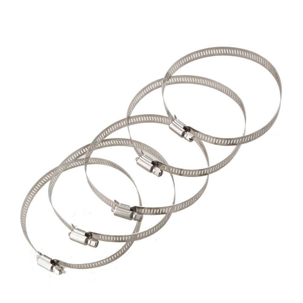 5 Pcs 3.9 inch/100mm Stainless Hoop Steel Hose Clips Duct Clamps Adjustable Worm Drive Hose Clamp For Inline Duct Fan Hydroponic Duct Hoop