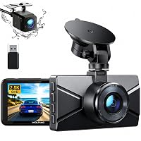 WOLFANG 2.5K Doppia Dashcam, Dash Cam Auto IPS 3" con Grandangolo di 310°