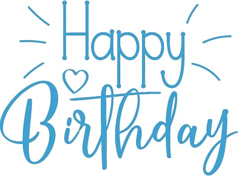 Decal Stickers of Happy Birthday Azure Blue Set of 2 Premium Waterproof Vinyl Decal Stickers for Laptop Smartphone Car Dirt Bike Wall Room Mason Jar Bathtub Door Skateboard - ANDsticd46741BE