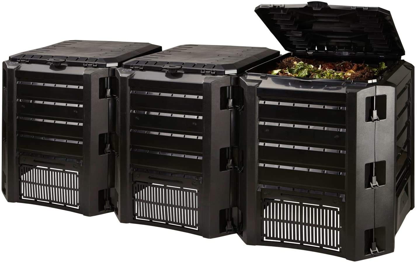 Kompozytor 1200 l Prosperplast Compoteen - moduł z tworzywa sztucznego w kolorze czarnym, 82,6 (wysoki) x 198 (szerokość) x 71,9 (głębokość) CMs