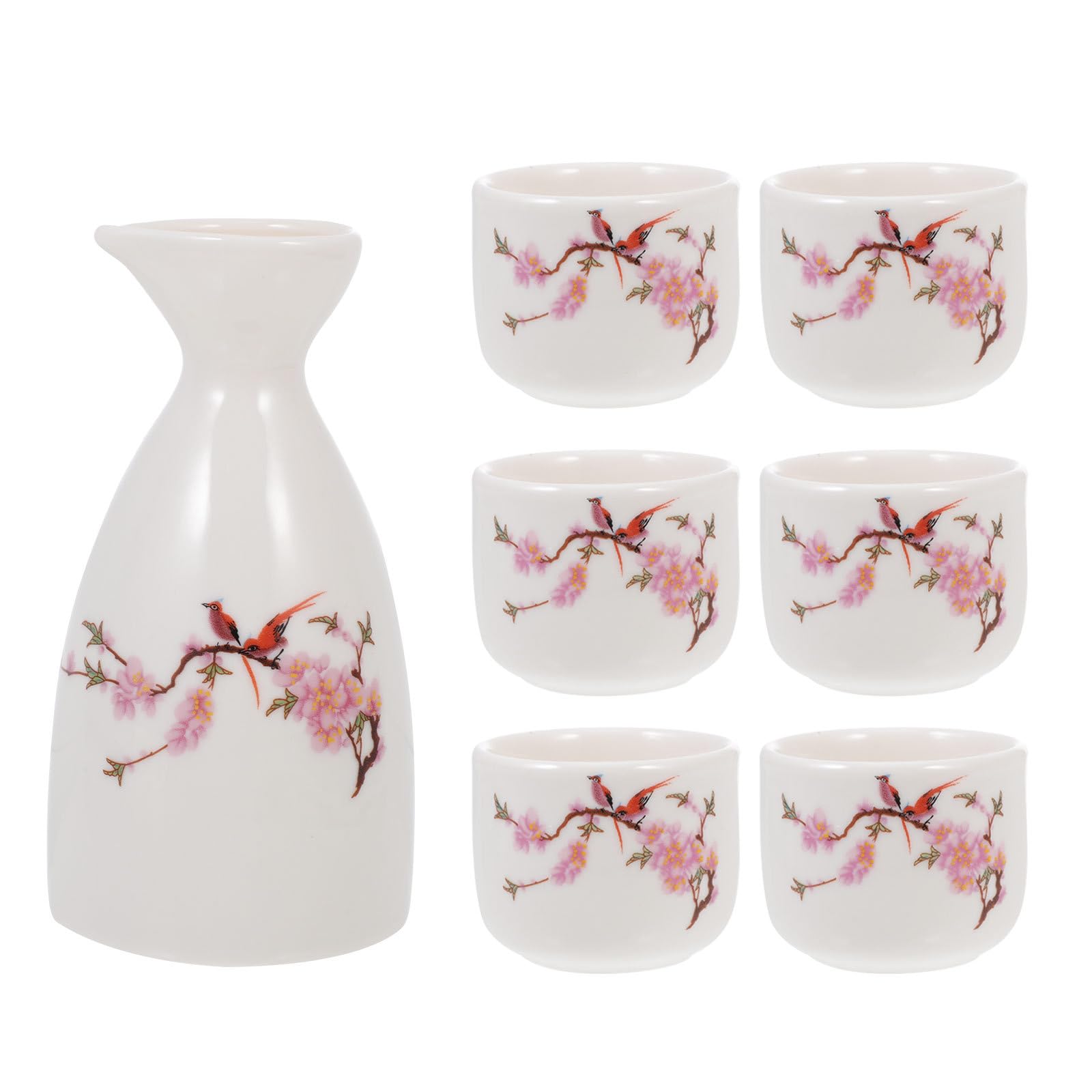 BESPORTBLE Sake japonés 5 piezas con jarra de cerámica y vasos para servir licores y reuniones sociales