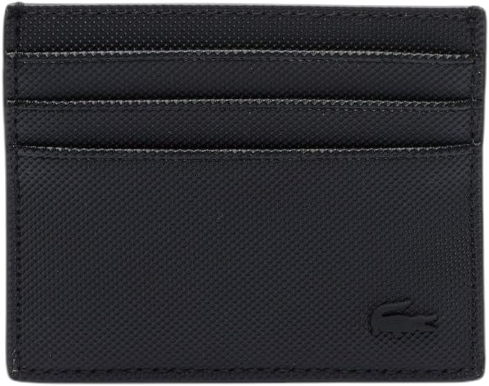 Lacoste Men's Classic Coated Canvas Card Holder, Black, One Size