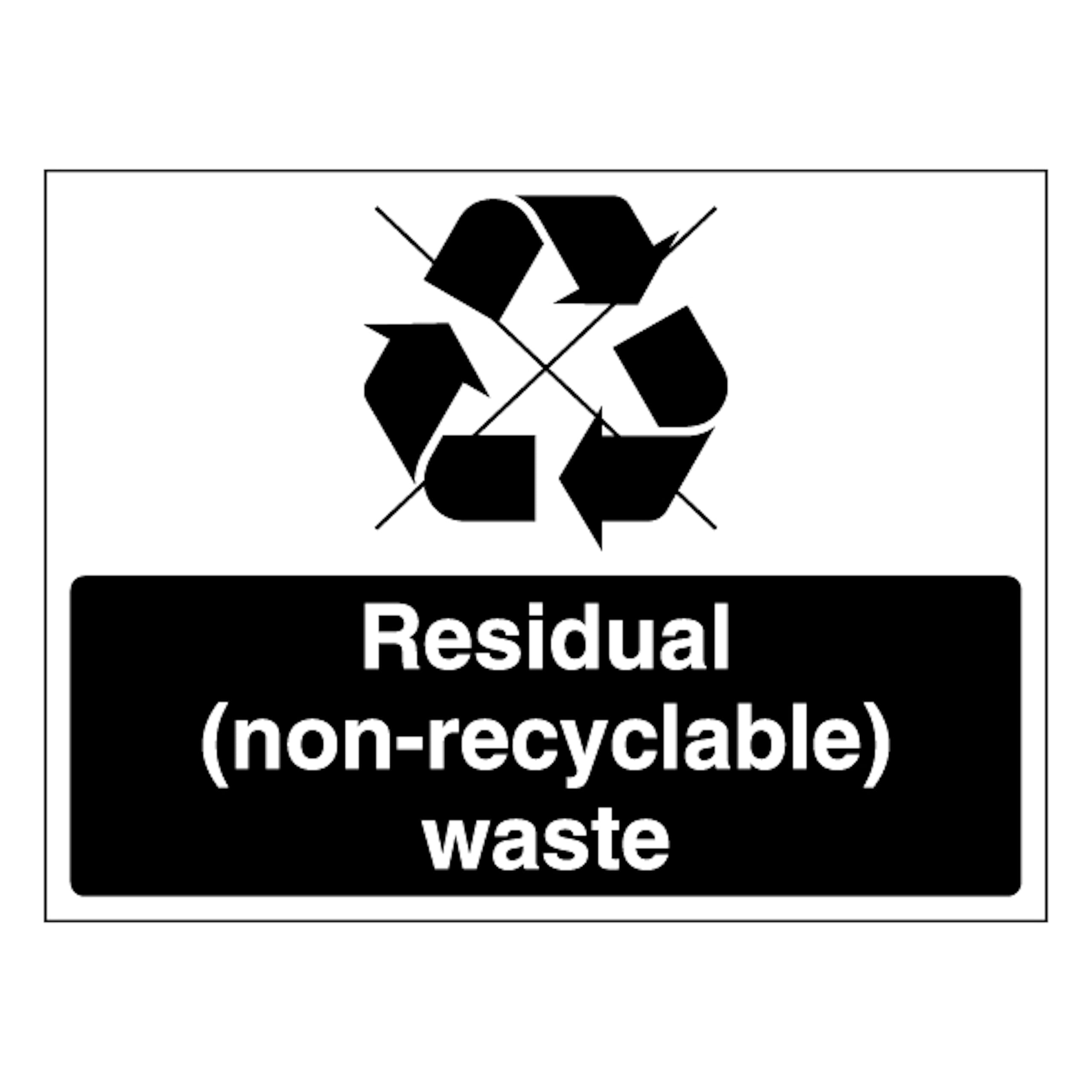Residual (Non-Recyclable) Waste - Waste Symbol - Landscape 400 x 300 mm - Glow In The Dark 1mm Rigid Plastic