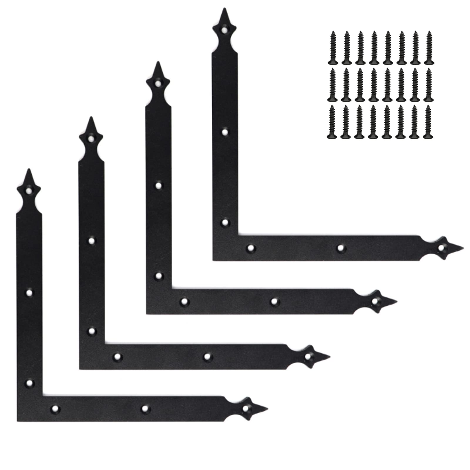 Sonny Brook Hams 4Pcs Sliding Door Barn Door Slab Decorative Corner Bracket Black L Shape Corner Bracket for Garage Door Gates Shutters Furniture (“L” Shape 195MM)