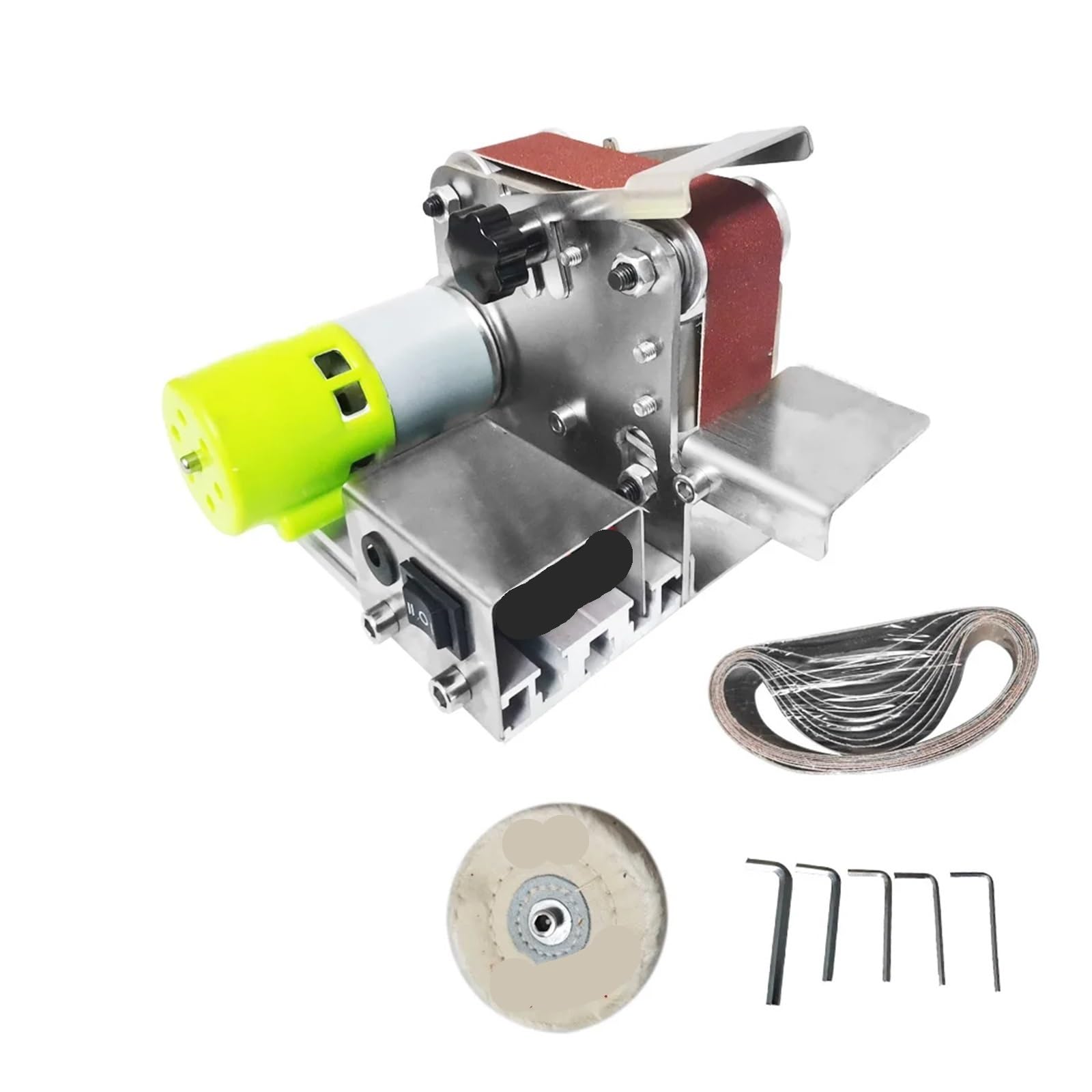 Lijadora de banda, Mini lijadora eléctrica de banda, afiladora cuchillos multifuncional, herramientas eléctricas portátiles velocidad variable 4 ejes(Upgrade kit)