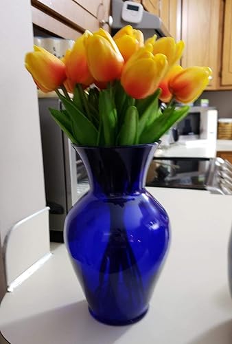 Miniatura 2 de Floral Supply Online Florero de jardín de primavera azul cobalto de 10 58 pulgadas folleto de guía de flores florero decorativo de vidrio para