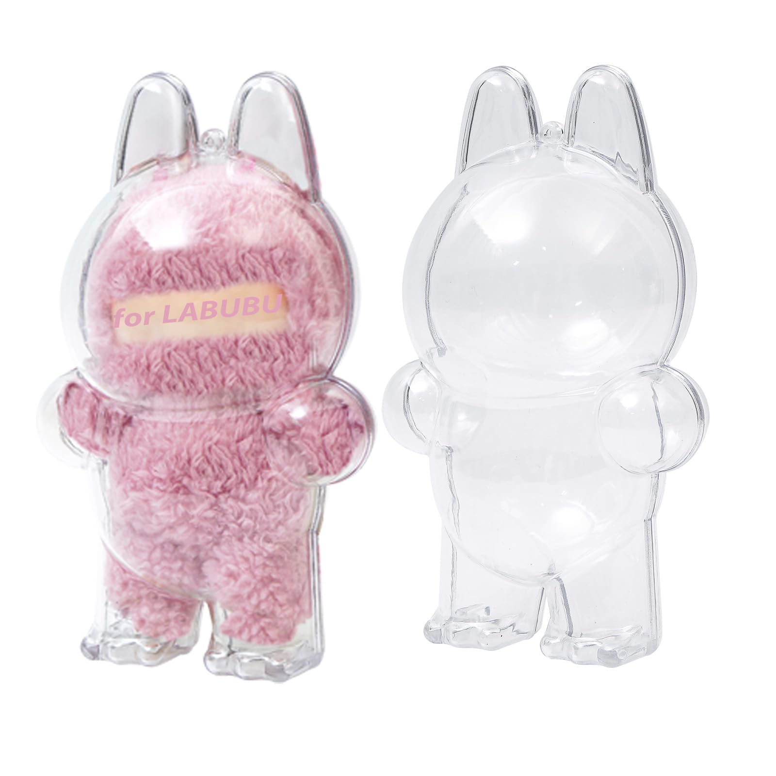 Moruiero Protective Case for LABUBU, Clear Display Case with Keychain, (Doll Excluded, 1PCS Style A Standing)