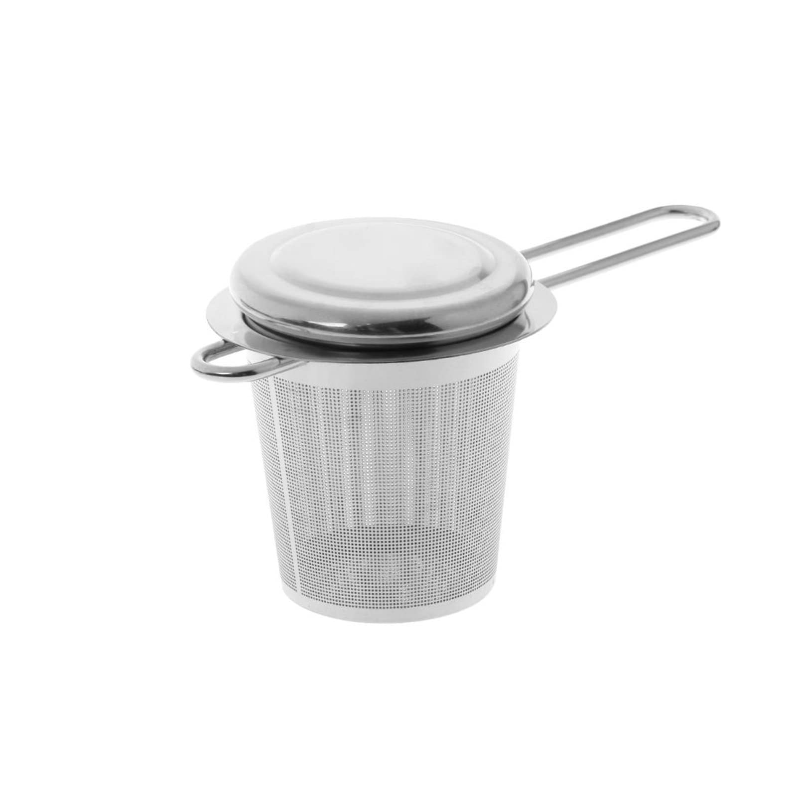 Colador de té reutilizable de malla de acero inoxidable, colador de té de hojas sueltas, colador de especias con tapa, taza, accesorios de cocina (plateado)