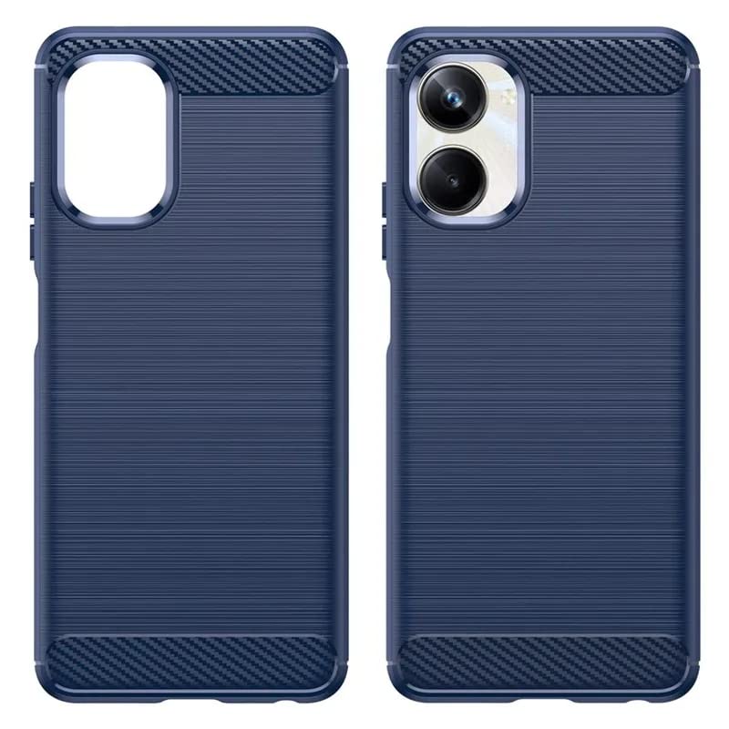 Image of NPRC Hybrid Ultra Slim Protective Case TPU Non-Slip Carbon Fiber Texture Shockproof Case Cover for Realme 10 PRO - Blue