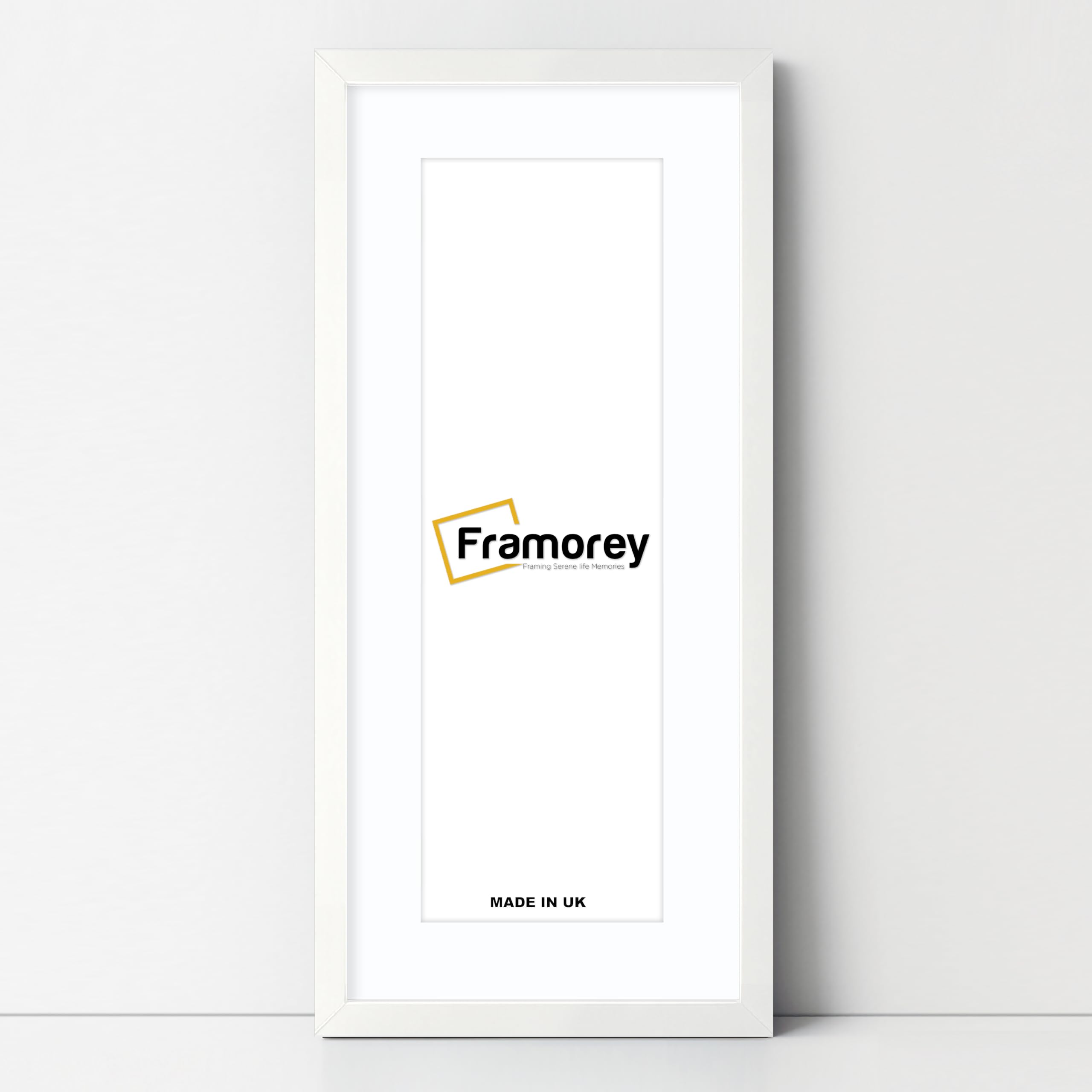 Framorey Framing Serene Life Memories White With White Mount Framorey Oxford Thin Picture Frame, 26X12" White Photo Frame With 22X8" White Mount, Art Poster Frame, Photo Print Frames, With A High Clarity Styrene Shatterproof Perspex Sheet