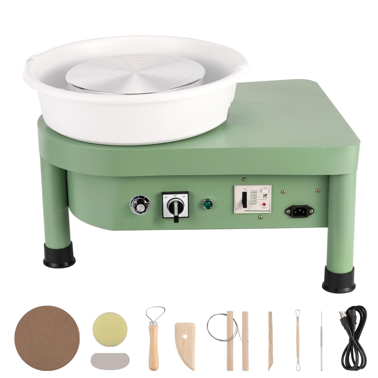 Huanyu Pottery Wheel 10" with Manual Switch(No Foot Pedal), Electric Ceramic Machine with Detachable Basin Art Clay DIY Sculpting Tool Kit