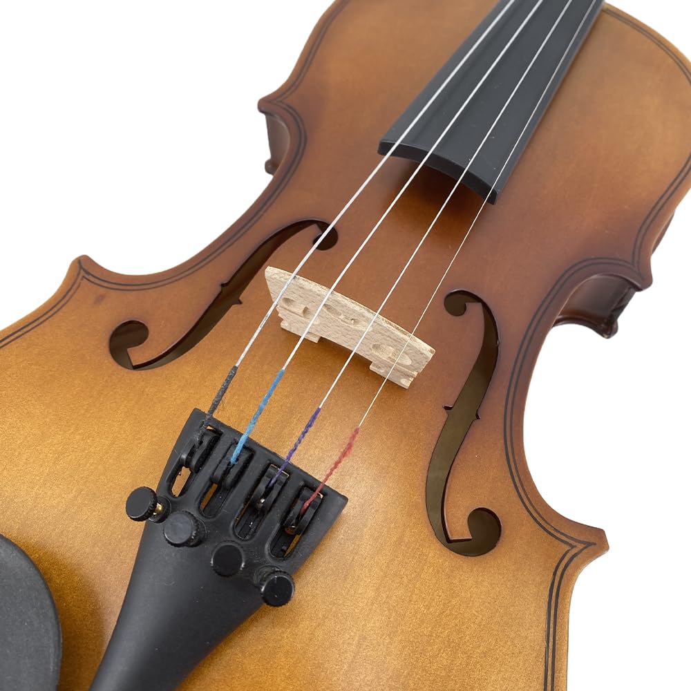 Vetimobato Set violino 4/4 fatto a mano, corpo in acero con finitura opaca, accessori in legno massello, kit completo con custodia, archetto, spalliera, corde per principianti e intermedi (1/8)