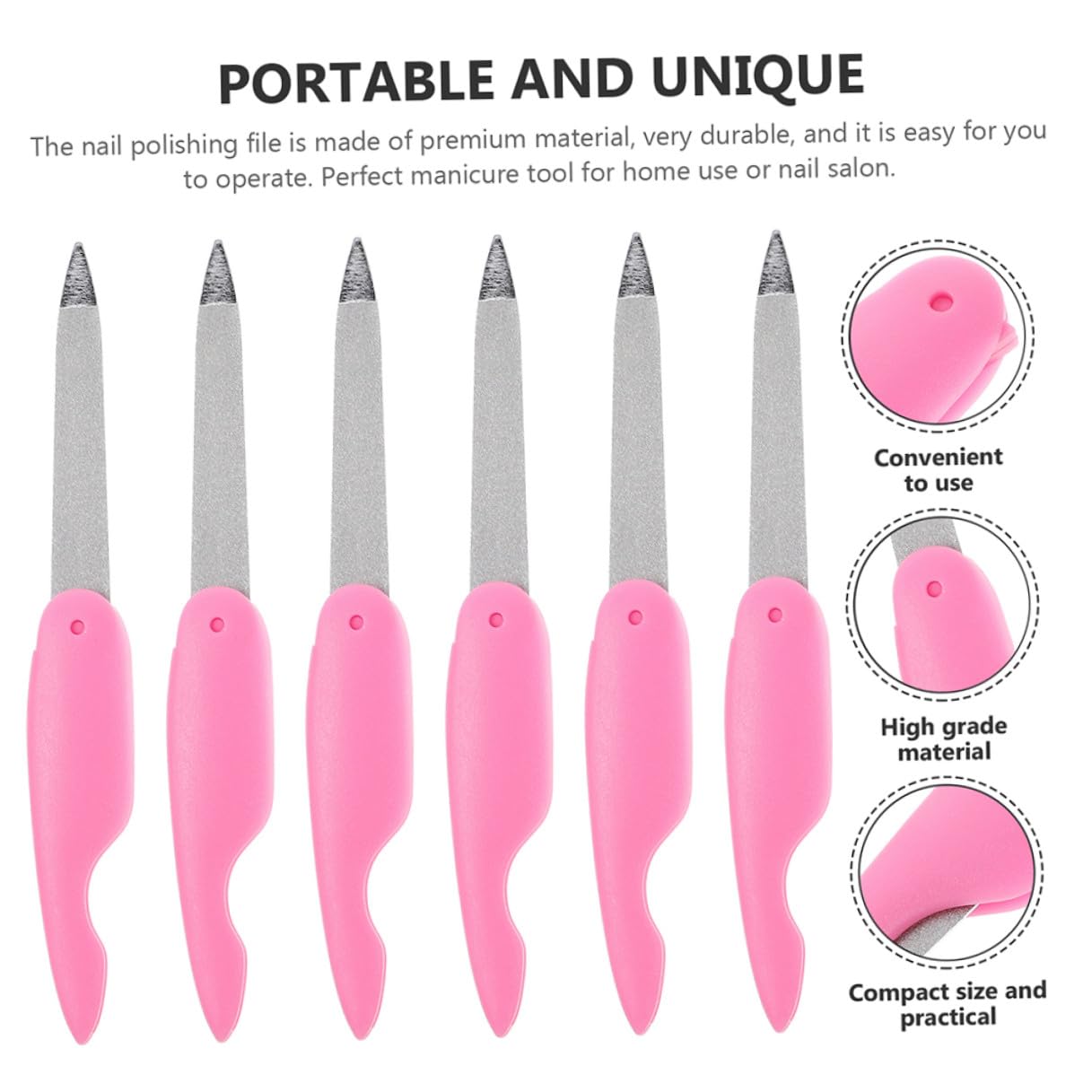 Set di 8 Lime Unghie Pieghevoli in Metallo Rosa per Manicure e Cura Unghie, Design Elegante in Abs, Adatte per Uso Domestico e Saloni di Bellezza