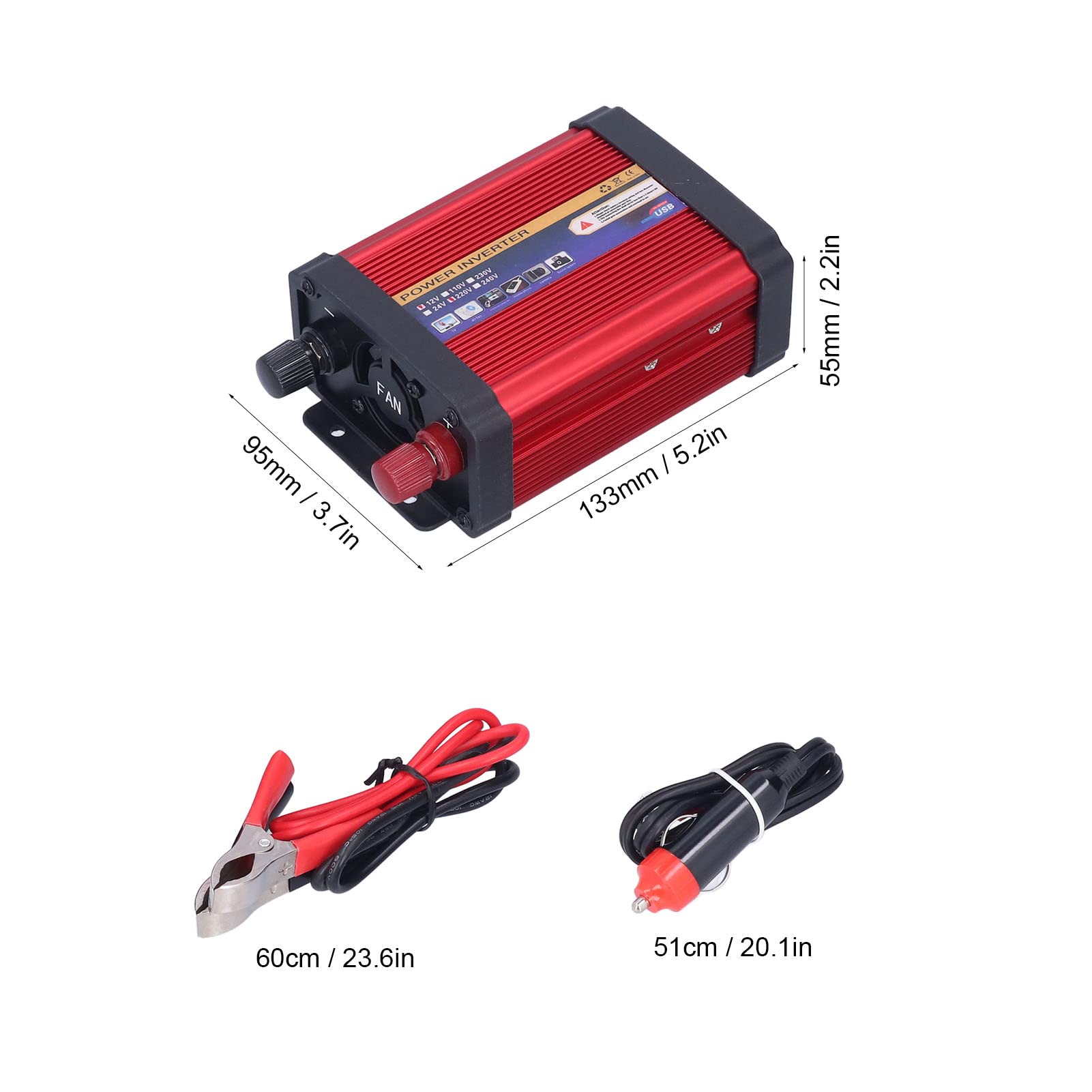 Przenośny samochodowy konwerter mocy 400 W z dwoma portami USB Transformator napięcia szybkiego ładowania Zmodyfikowana fala sinusoidalna do podróży służbowych na kempingu