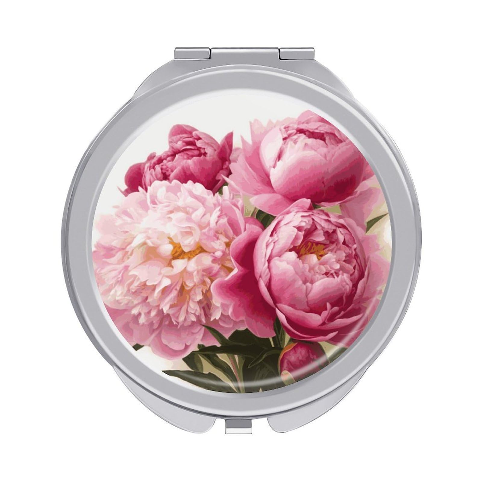 JTREHY Peony Flowers Blossom Makeup Mirror Portable Folding Mirror Compact Travel Mirrors 2-Sided Round Pocket Mirrors Cute Handheld Beauty Mirror for Handbag Purse for Women Gift