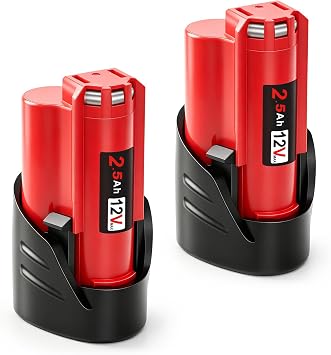 2Pack 2.5Ah Replacement Battery for Milwaukee M12 Battery, Compatible with Milwaukee 12V Power Tools