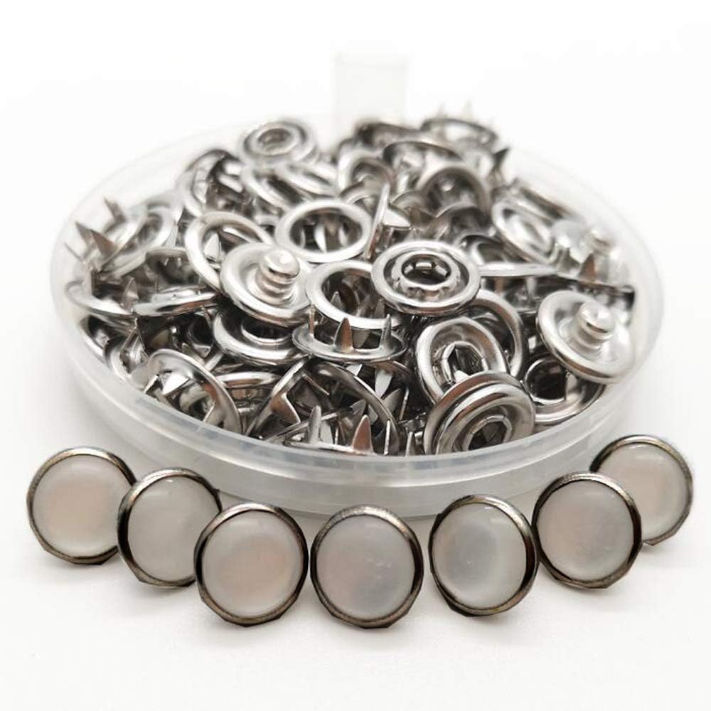 Bhavya Enterprises Pearl Snaps Fasteners Kit,10m Prong Ring Snaps for Western Shirt Clothes Popper Studs (50 Sets)