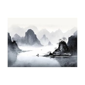 Amazon.co.jp: ZFXFHDR(へ楽ーツ) 山の絵 玄関 水墨画風景