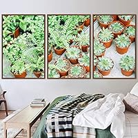 3 Piece Framed Canvas Wall Art Greenery in Pots Canvas Prints Home Artwork Decoration for Living Room,Bedroom - 16